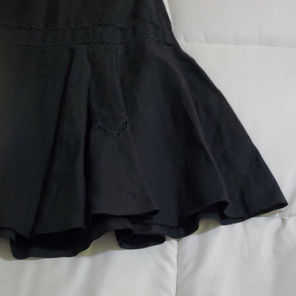 Ralph Lauren Cottagecore  Black Fit and Flare  100% Linen Mini Skirt - Picture 2 of 14